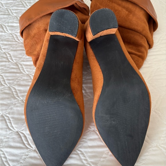 Women’s Camel Colored Suede Knee-High Boots - Picture 5 of 5